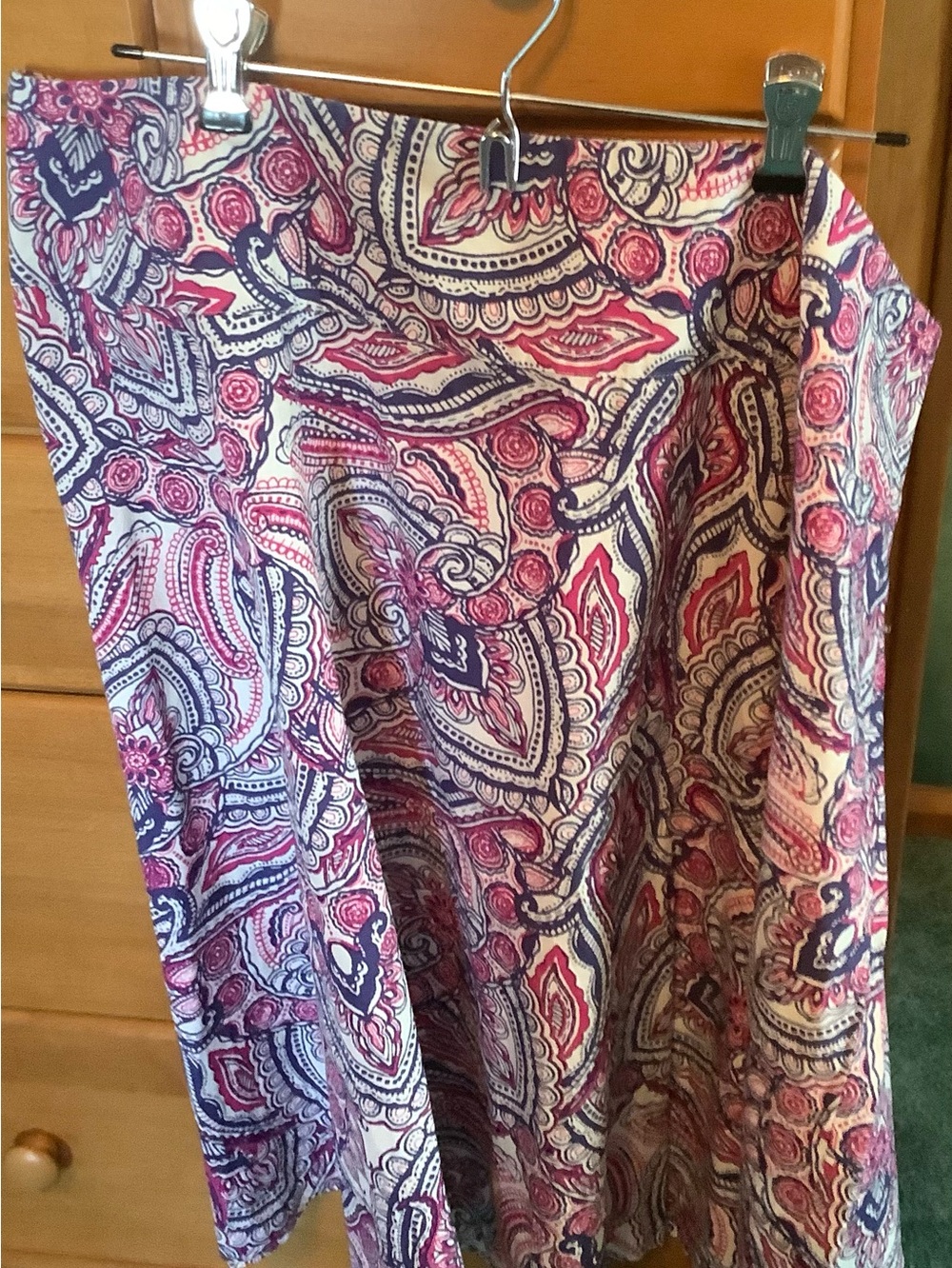 Talbots Pink & Navy Paisley A-Line Skirt